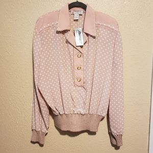 Vintage Sideffects Polka-dot‎ Blouse Size Large